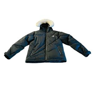 Spyder XT Waterproof Black Puffer Ski Snow Coat with Fur Trim Size 14